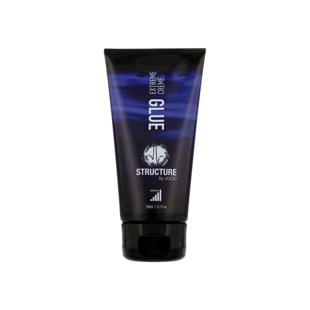 Joico Structure Glue Extreme Creme 150ml tube in black and blue color scheme for hair styling