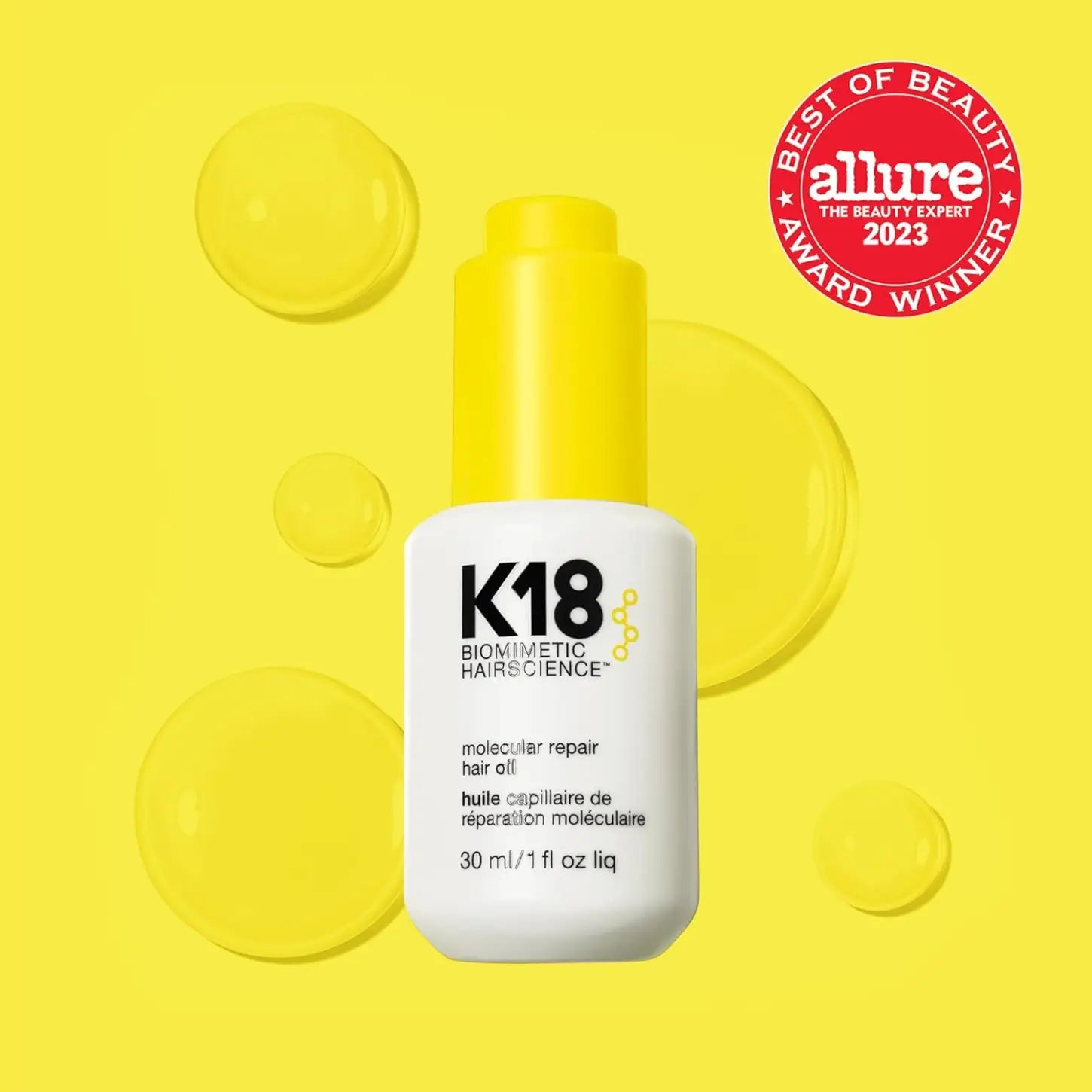 K18 Molecular Repair Oil 30ml restores damaged hair bonds, enhancing strength and shine for healthier hair.