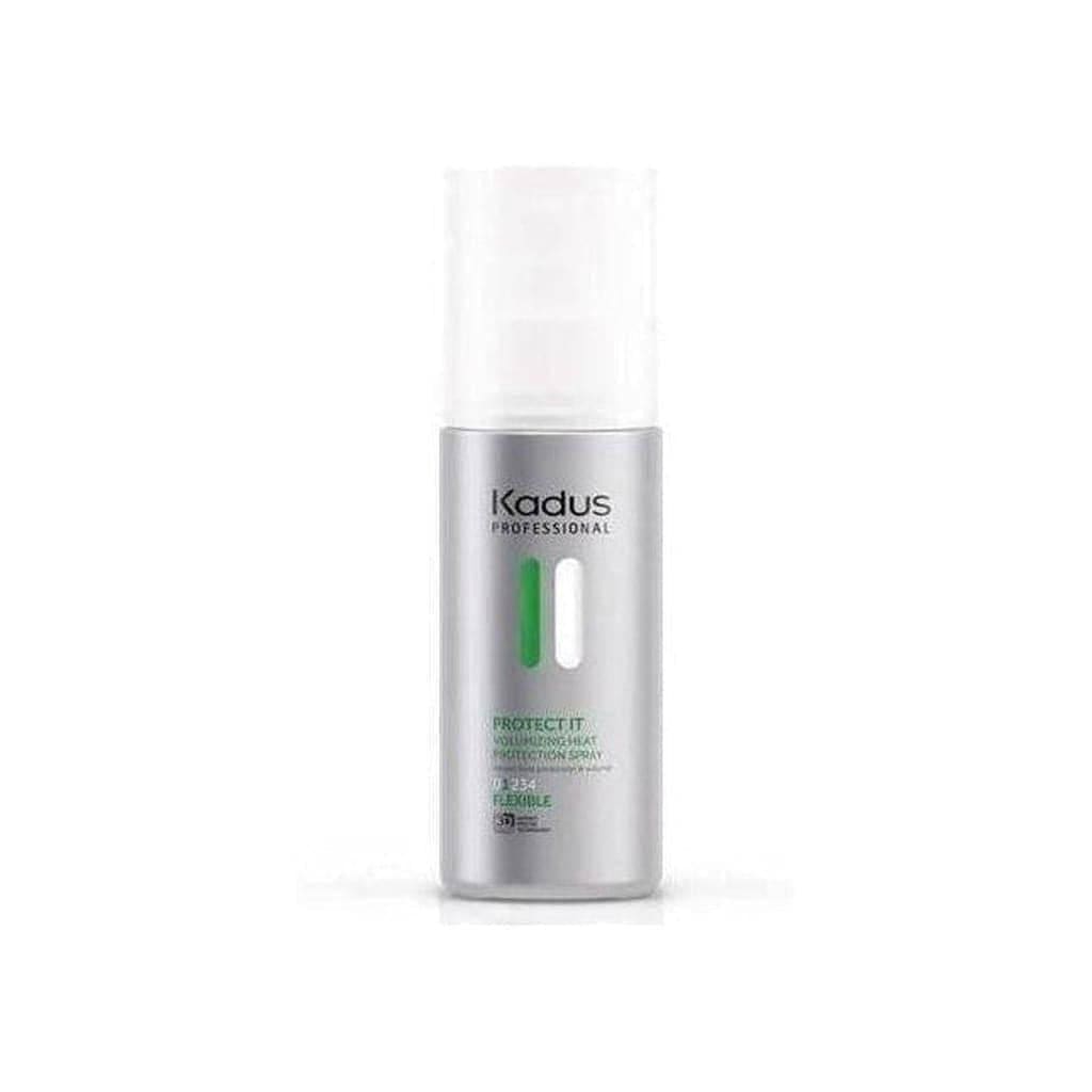 Silver and white spray bottle of Kadus Protect It Volumizing Heat Spray - 150ml