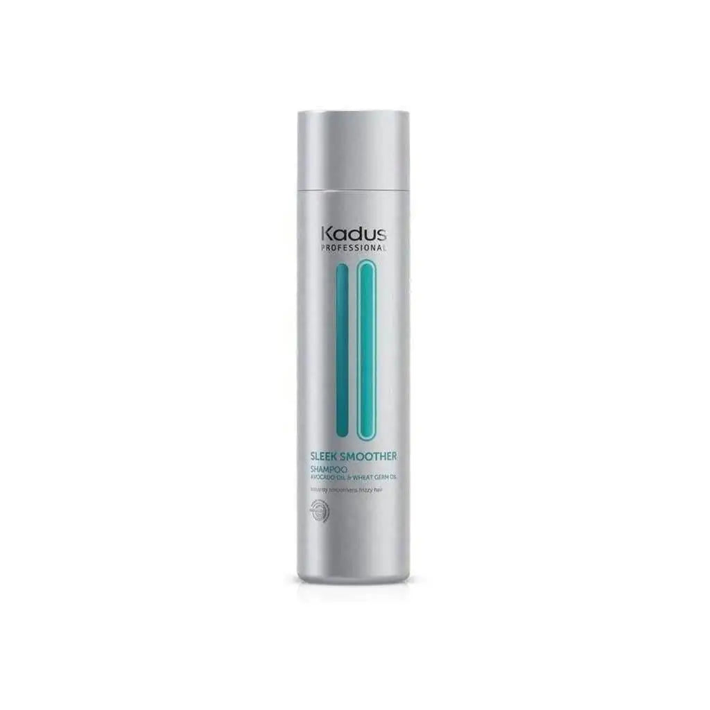 Silver Kadus Sleek Smoother Shampoo 250ml bottle with teal accents