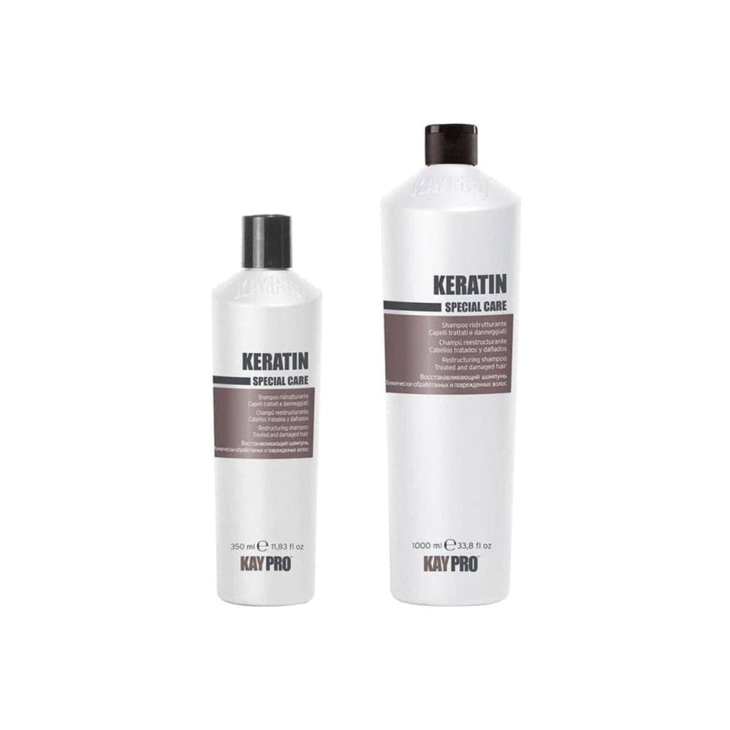 Two bottles of KayPro Keratin Shampoo 350ml for treated and damaged hair