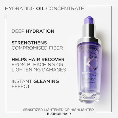 Kérastase Blond Absolu Cicagloss Hydrating Hair Oil 75ml offers deep hydration and strengthens bleached hair for shine.