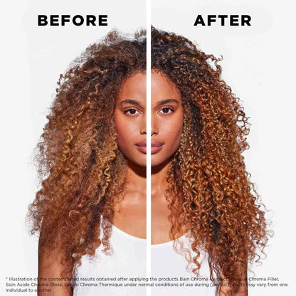 Comparison of curly hair texture before and after treatment.