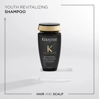 Black bottle of Kérastase Chronologiste Bain shampoo with gold accents, 250ml