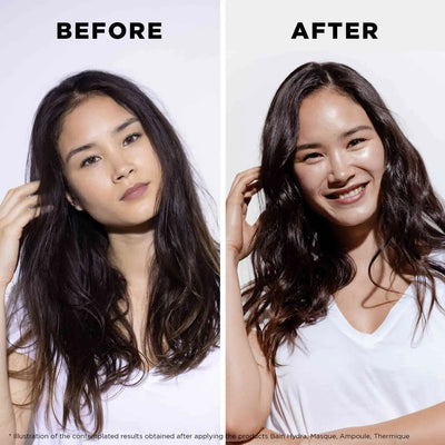 Kérastase Genesis: Before & After Hair Transformation. See the results of Bain Hydra, Masque, Ampoule, Thermique hair care.