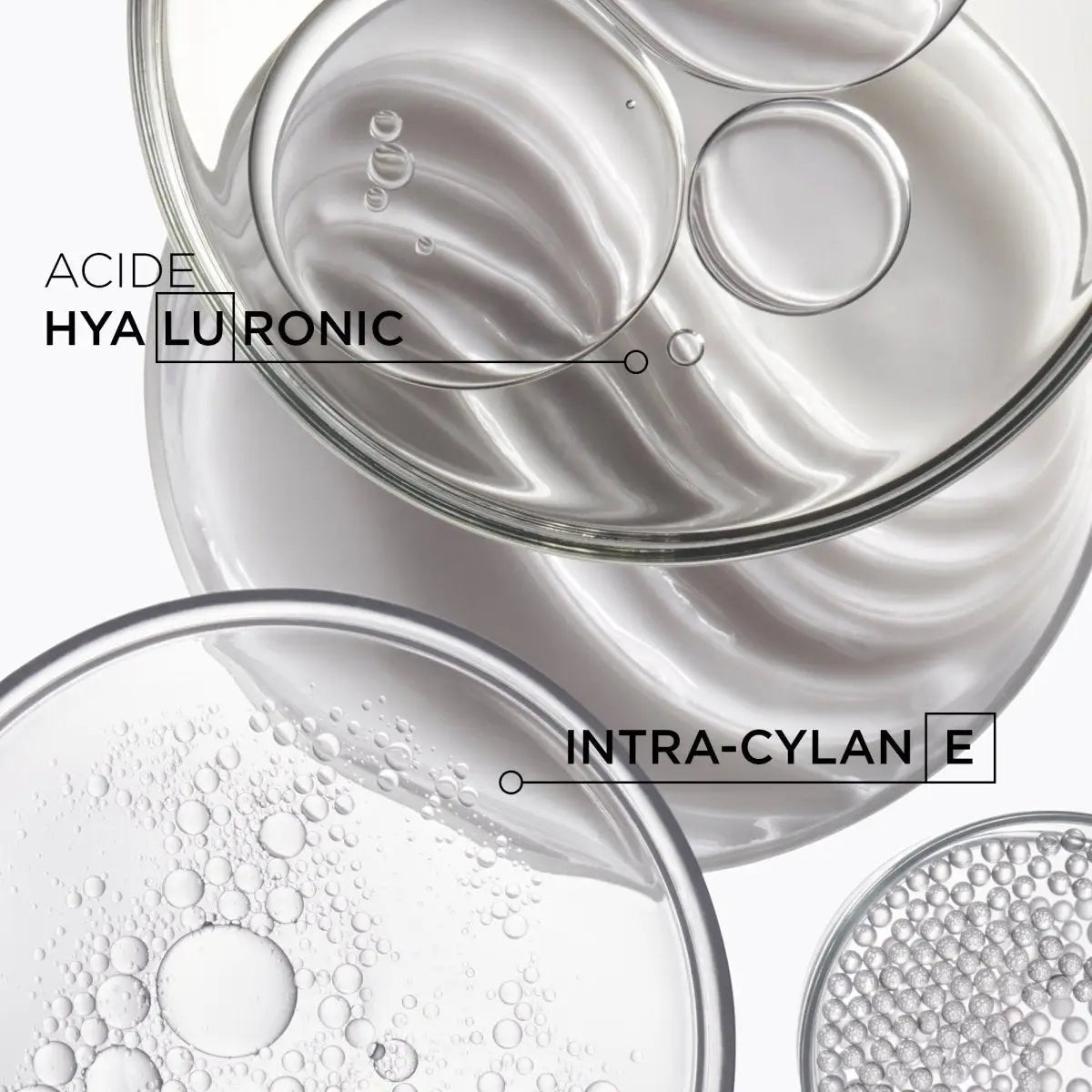 Circular droplets of hyaluronic acid in Kérastase Densifique Bain Densité Shampoo 250ml