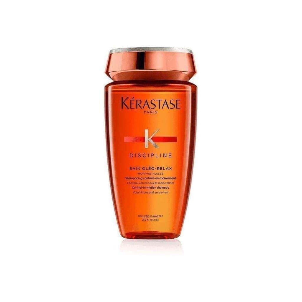 Orange bottle of Kérastase Discipline Bain Oléo-Relax Shampoo 250ml for smooth hair