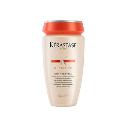 Bottle of Kerastase Nutritive Bain Magistral shampoo with orange cap, 250ml