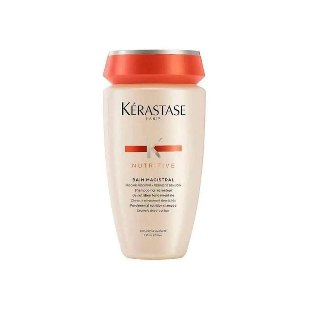 Bottle of Kerastase Nutritive Bain Magistral shampoo with orange cap, 250ml