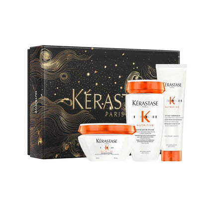 Gift set of Kérastase hair care products in a decorative box.