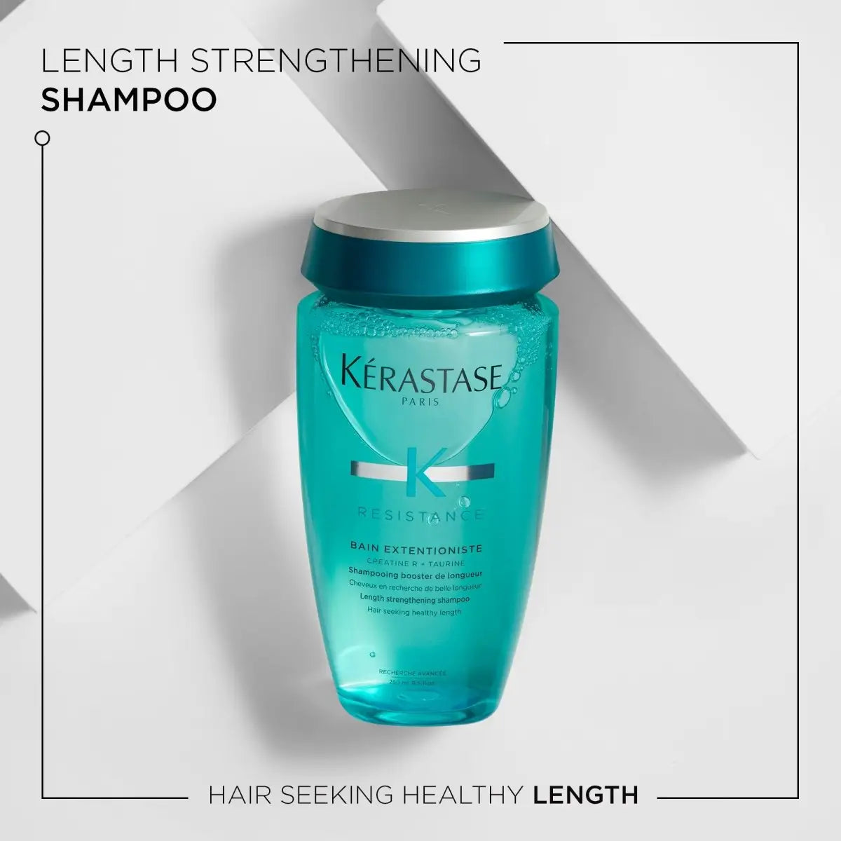 Teal-colored Kérastase Resistance Bain Extentioniste Shampoo 250ml for length strengthening