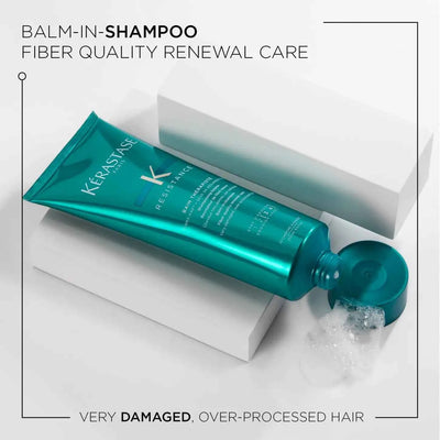 Kérastase Resistance Balm Shampoo: Repair damaged hair, enhance fiber quality. Shop now!