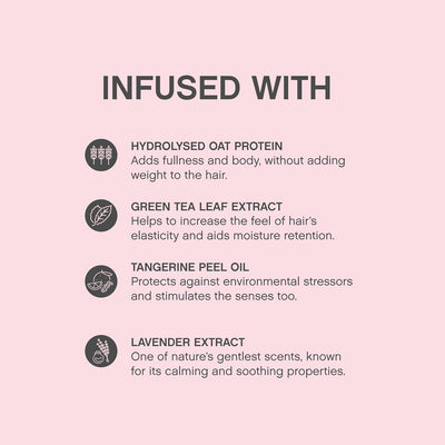 Kevin Murphy Angel.Wash volumizing shampoo infused with hydrolysed oat protein, green tea leaf extract, tangerine peel oil, and lavender extract