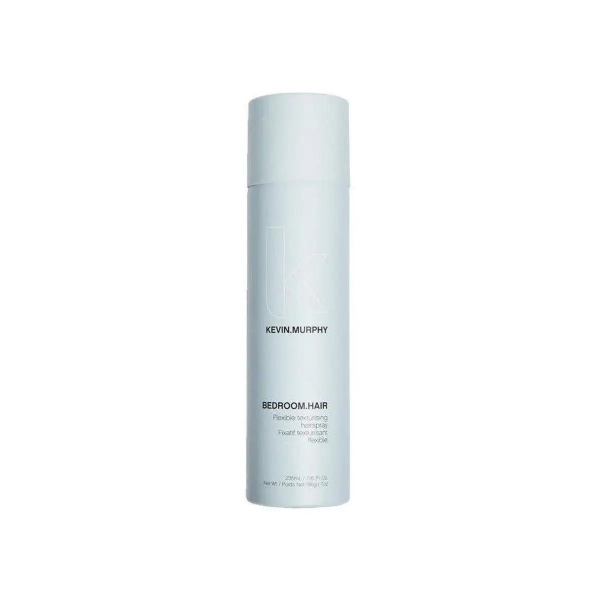 Cylindrical white bottle of Kevin Murphy Bedroom.Hair 235ml for effortlessly tousled hair