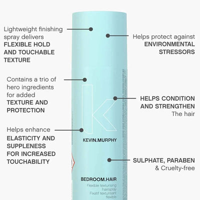 Kevin Murphy Bedroom.Hair Texturizing Hairspray - Sulphate Free. Flexible Hold, Touchable Texture for Effortless Styles.