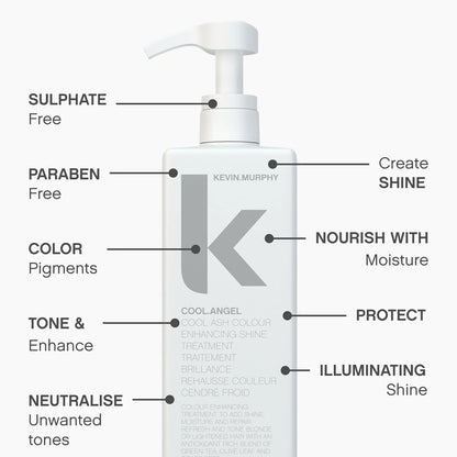 Kevin Murphy Cool.Angel Treatment 250ml (Sulphate Free) enhances shine and cool tones for blonde and grey hair.