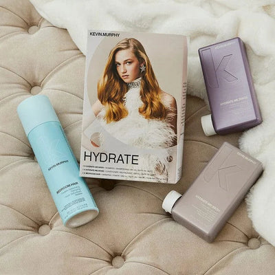 Kevin Murphy Hydrate Trio: Shampoo, Conditioner & Bedroom Hair. Hydrating hair care set for dry & normal hair. KEVIN.MURPHY