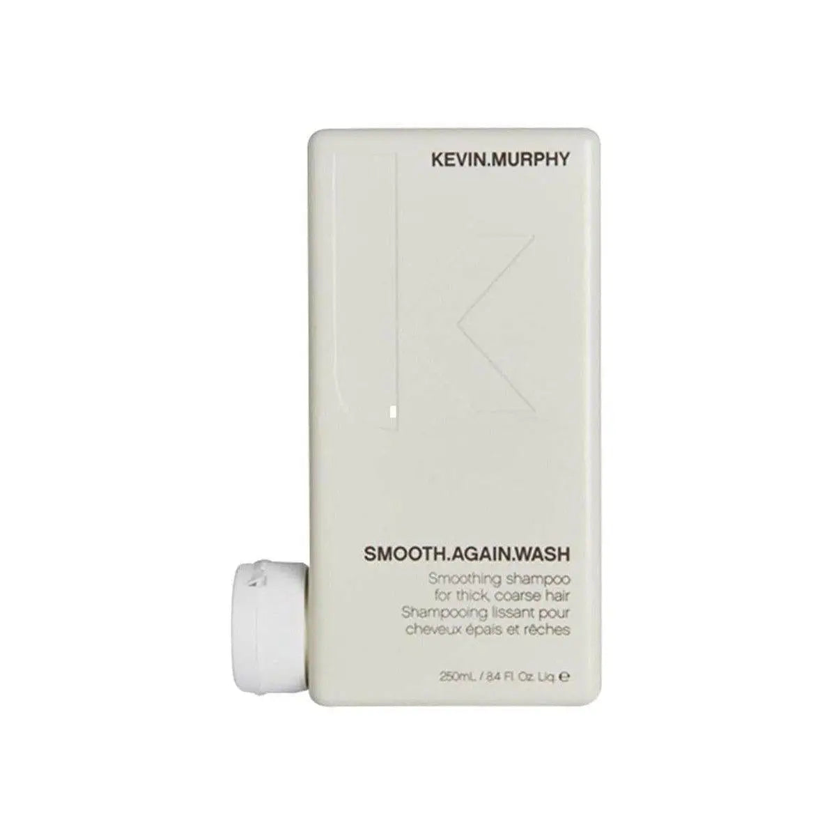 White bottle of Kevin Murphy Smooth.Again.Wash 250ml for unruly hair with smoothing technology