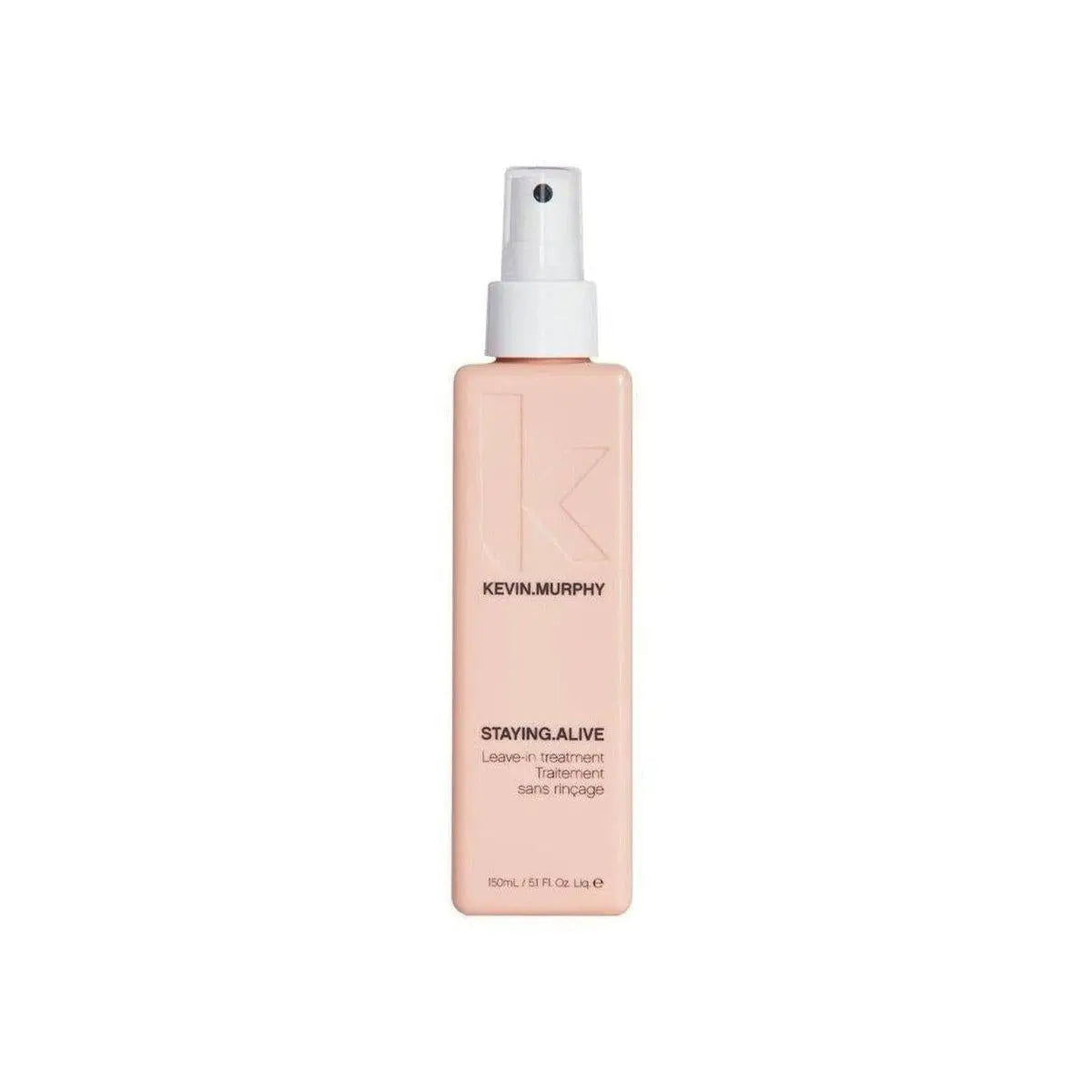 Pink spray bottle of Kevin Murphy Staying.Alive Treatment 150ml for color-treated hair