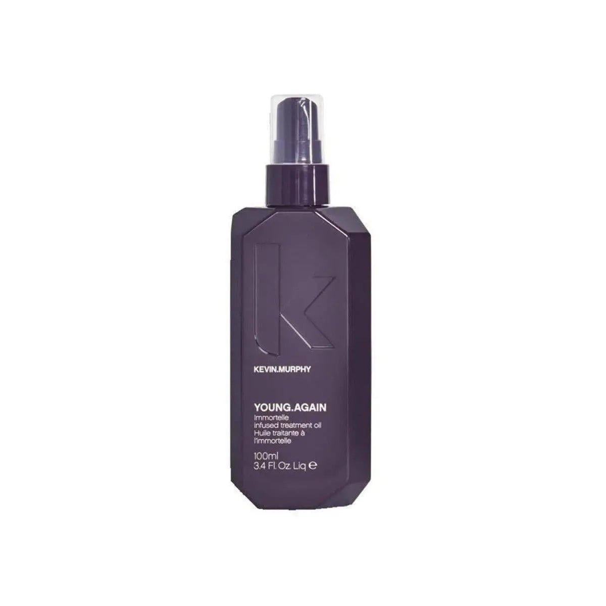 Purple bottle of Kevin Murphy Young.Again hair treatment oil spray for aging hair, 100ml