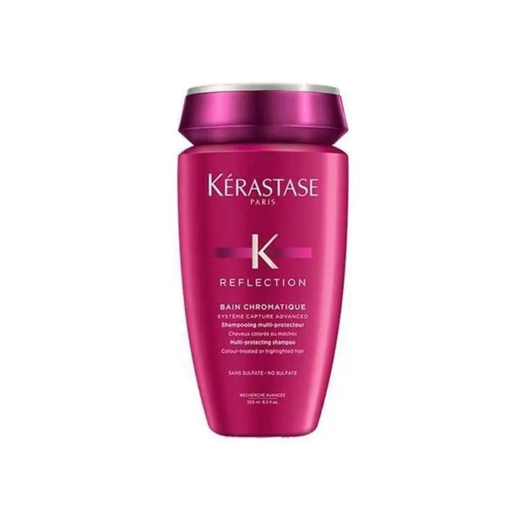 Magenta bottle of Kérastase Reflection Bain Chromatique shampoo for color-treated hair, 250ml