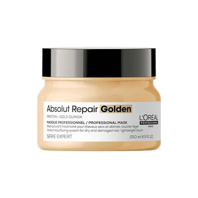 L'Oréal Absolut Repair Golden Mask: Protein + Gold Quinoa for Damaged Hair. Professional Hair Mask for Repair and Shine.