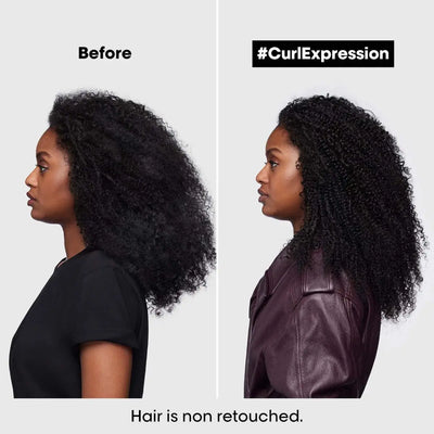 L'Oreal Curl Expression Before & After: Anti-Buildup Cleansing Jelly for Defined Curls - Non-Retouched Hair.