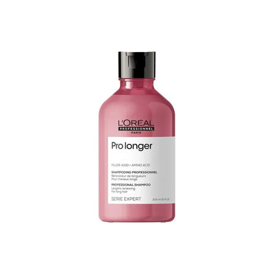 Pink bottle of L’Oreal Professionnel Pro Longer Shampoo 300ml for hair repair and detox