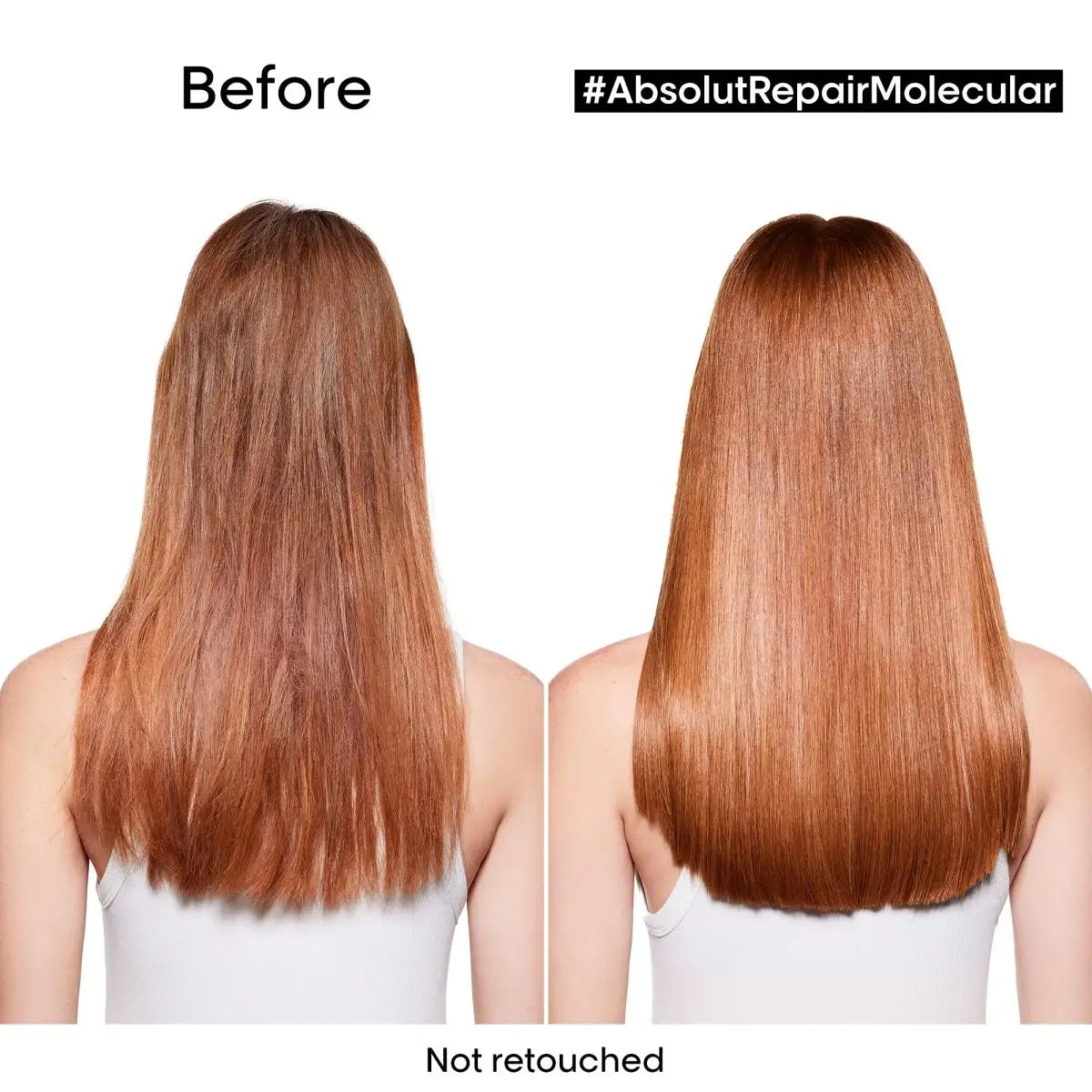 Before and after hair treatment with L’oreal Absolut Repair Molecular Leave In Mask 100ml