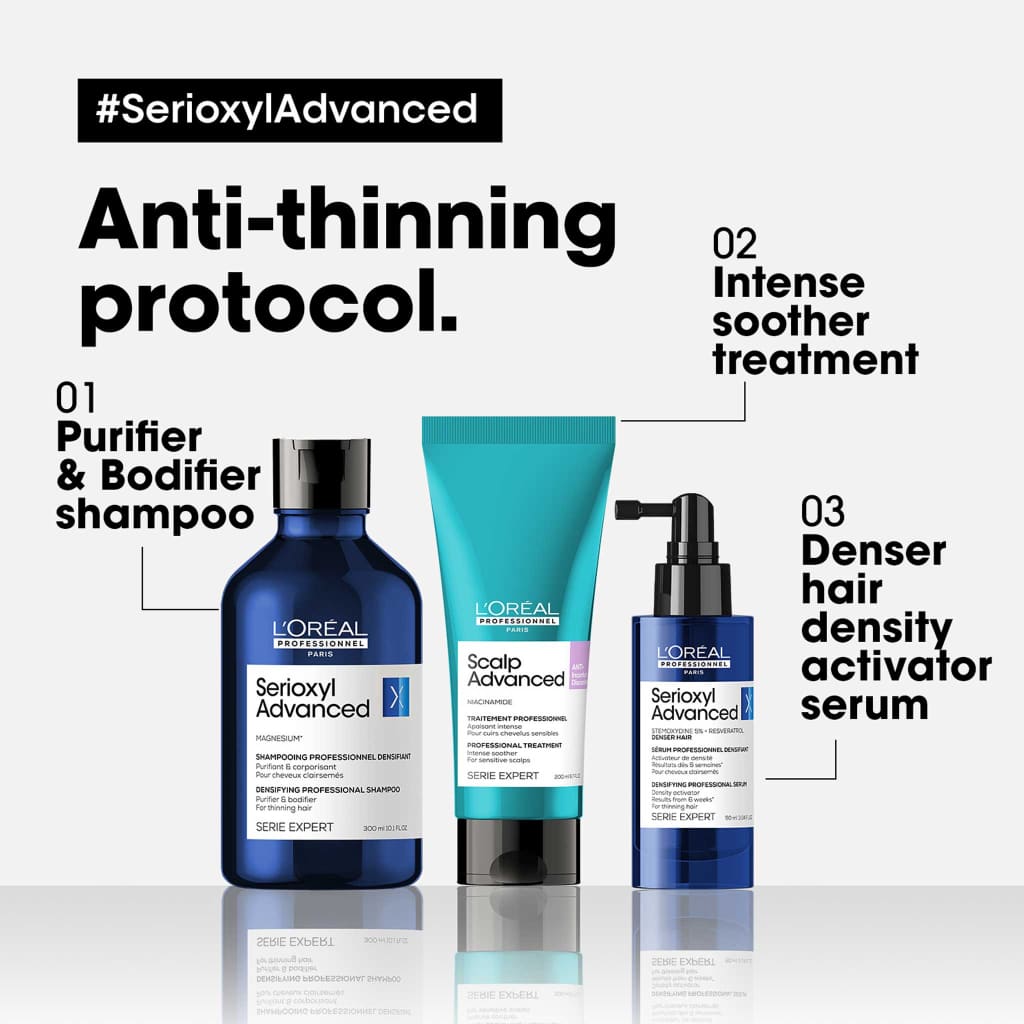 Three L’Oréal Serioxyl Advanced products with Denser Hair Density Activator Serum 90ml
