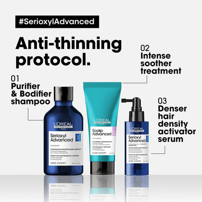 Three L’Oréal Serioxyl Advanced products with Denser Hair Density Activator Serum 90ml