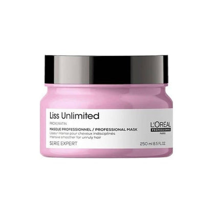 Pink jar of L’Oreal Liss Unlimited hair mask, 200ML, from L’Oréal Professionnel