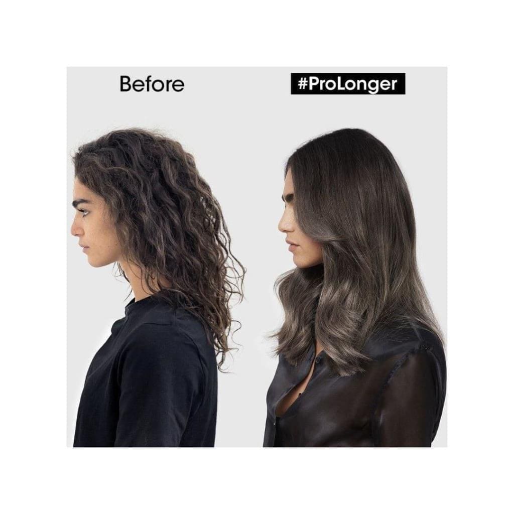 Before and after ProLonger treatment: Curly to straight hair with L’Oréal Professionnel conditioner