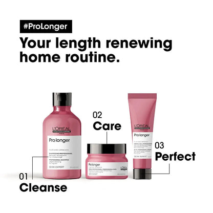 Advertisement for L’Oréal Pro Longer hair care routine featuring Loreal Pro Longer Leave-In Cream