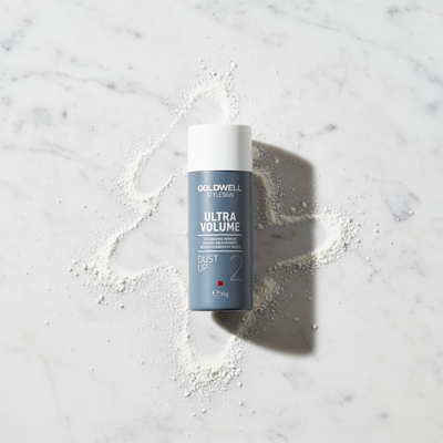 Marble flat lay with powder