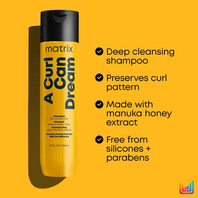 Matrix A Curl Can Dream Shampoo: Deep Cleansing, Sulfate-Free, Manuka Honey for Curly Hair. Preserves Curl Pattern, No Silicones or Parabens