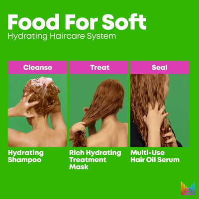 Food For Soft Hair Hydration System: Shampoo, Mask, Oil. Step-by-step hair care for dry hair.