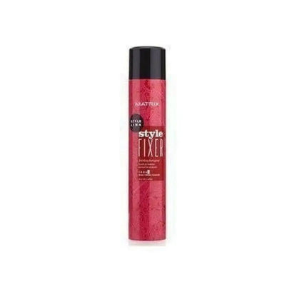 Red aerosol can of Matrix Style Link Style Fixer hairspray 400ml