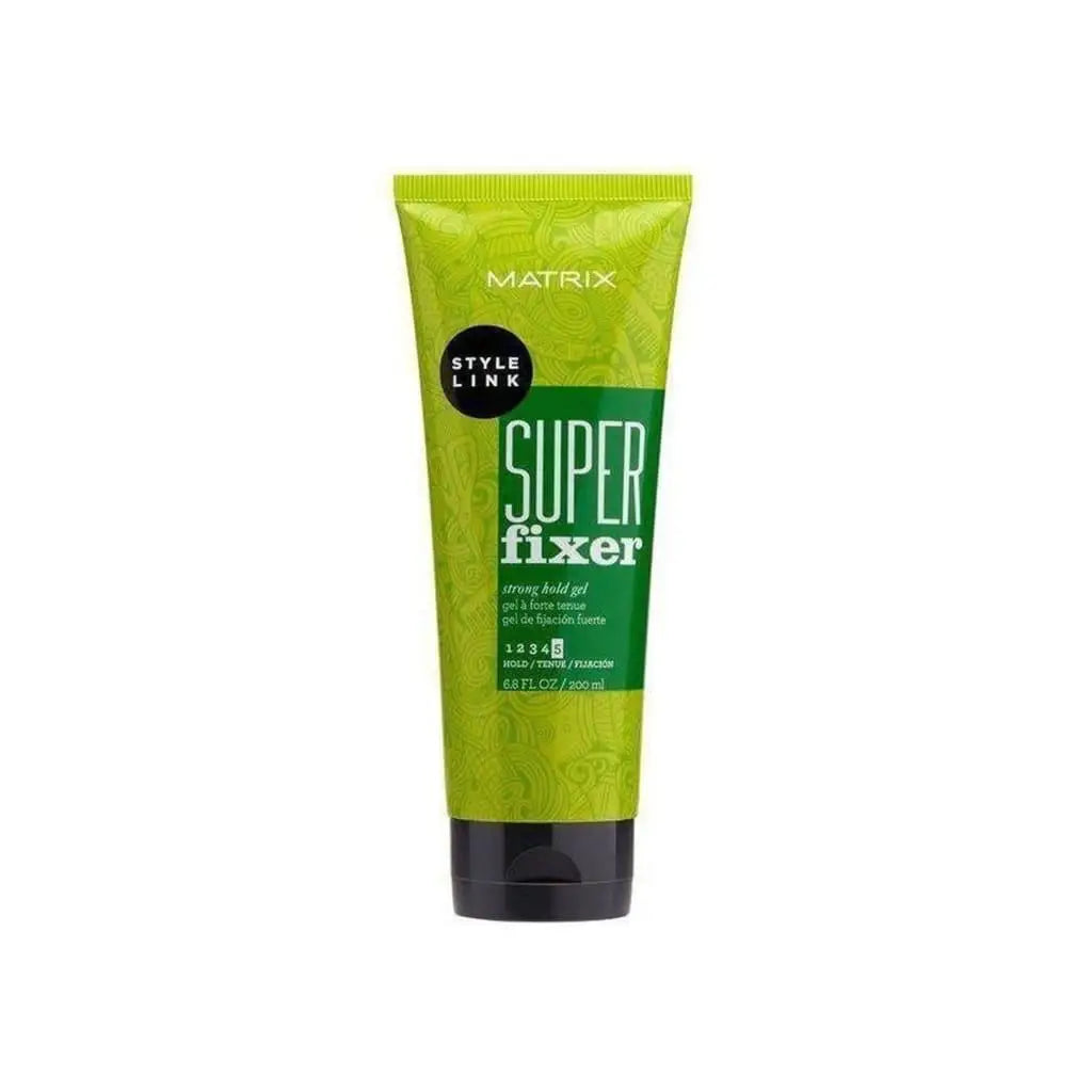 Matrix Style Link Super Fixer strong hold gel hair product, 200ml green tube