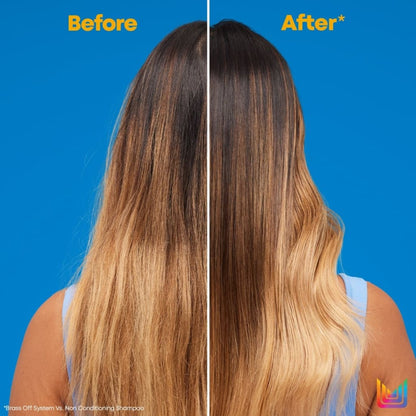 Before and after using Matrix Total Results Brass Off Conditioner - 300ml on ombre-styled hair