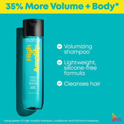 Turquoise bottle of Matrix Total Results High Amplify Shampoo - 300ml for voluminous hair