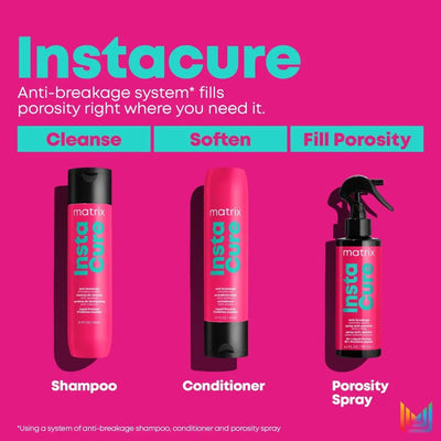 Matrix Instacure Anti-Breakage System: Shampoo, Conditioner, Porosity Spray. Hair Care.