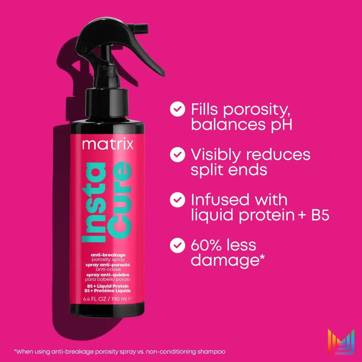 Matrix Instacure Spray 200ml - Pink bottle of anti-breakage hair product by Matrix Total Results