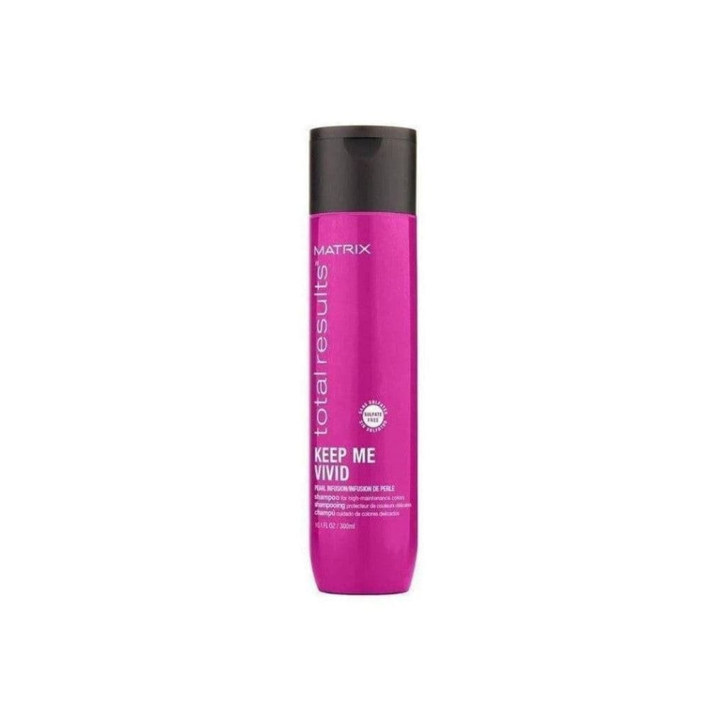 Pink bottle of Matrix Total Results Keep Me Vivid Shampoo 300ml for vibrant hair color