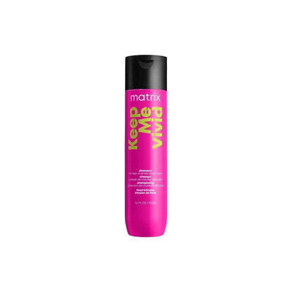 Pink bottle of Matrix Total Results ’Keep Me Vivid’ shampoo 300ml for vibrant hair color