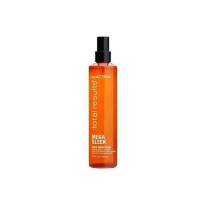 Orange bottle of Matrix Total Results Mega Sleek Iron Smoother - 250ml for hair smoothing