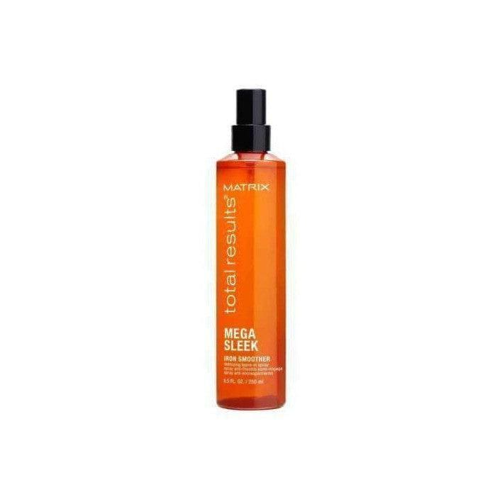 Orange bottle of Matrix Total Results Mega Sleek Iron Smoother - 250ml for hair smoothing