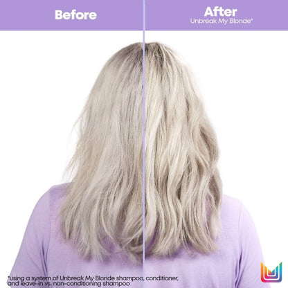 Before and after results using Matrix Total Results Unbreak My Blonde Shampoo 300ml