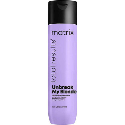 Lavender-colored bottle of Matrix Total Results Unbreak My Blond Shampoo 300ml