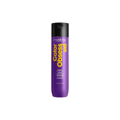 Matrix Total Results Color Obsessed Shampoo 300ml with purple and yellow design